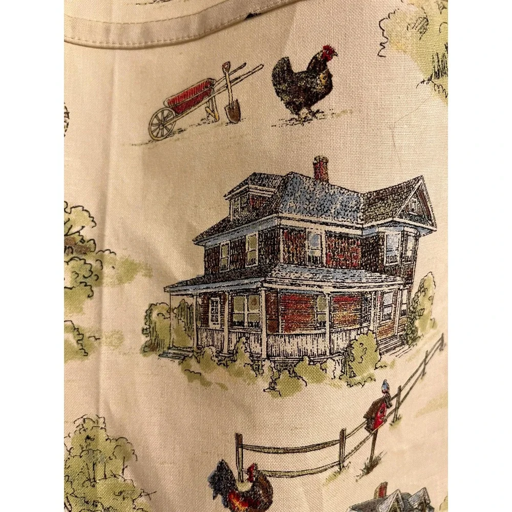 Criss Cross Apron with Farm Scene and Towel Front (Sizes XS-L) Cottagecore Apron